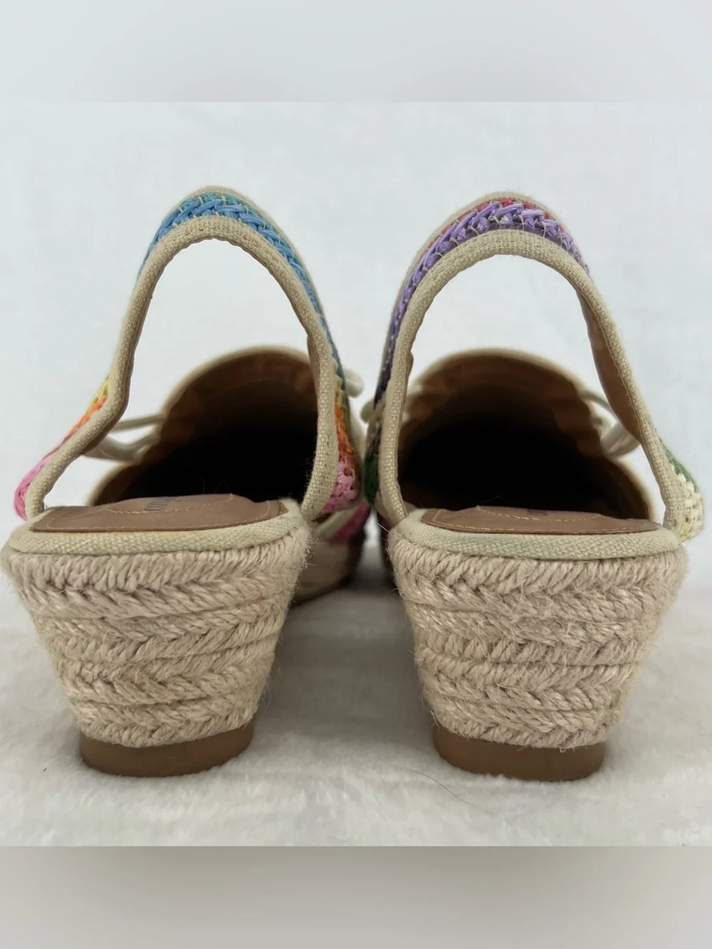 Comfortview Clea Espadrille woven rainbow beach colorful spring jute wedge Sz 9W